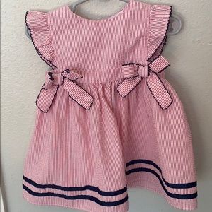 Red Stripe Dress with Bows